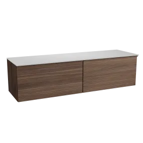 Balmani Forma meuble salle de bains suspendu 180 x 55 cm noyer américain avec Stretto tablette simple ou double en solid surface