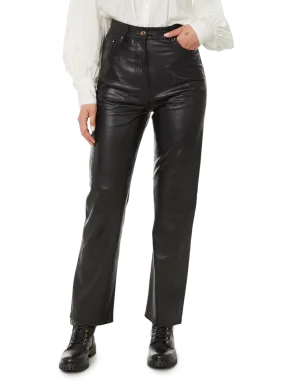 PANTALON DROIT EN CUIR - SAISON 1865 pour FEMME | Printemps